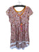 Poupette St. Barth Size S Pink & Orange Silk Short Sleeve Fringe Tassels Dress Pink & Orange / S