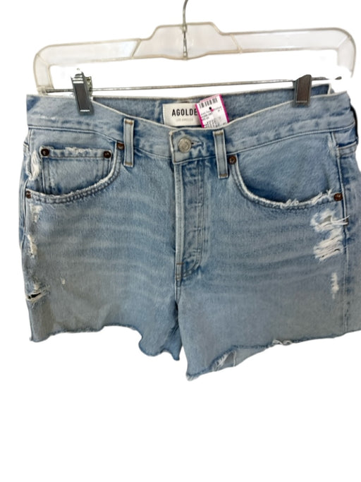 Agolde Size 27 Light Wash Organic Cotton High Waist Button Fly distressed Shorts Light Wash / 27