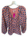 India Collection Emerson Fry Size XS Peach & Navy Cotton Long Balloon Sleeve Top Peach & Navy / XS