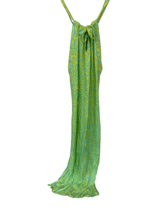 Escapada Size XS Lime & Blue Rayon Tie Straps Maxi Dress Lime & Blue / XS