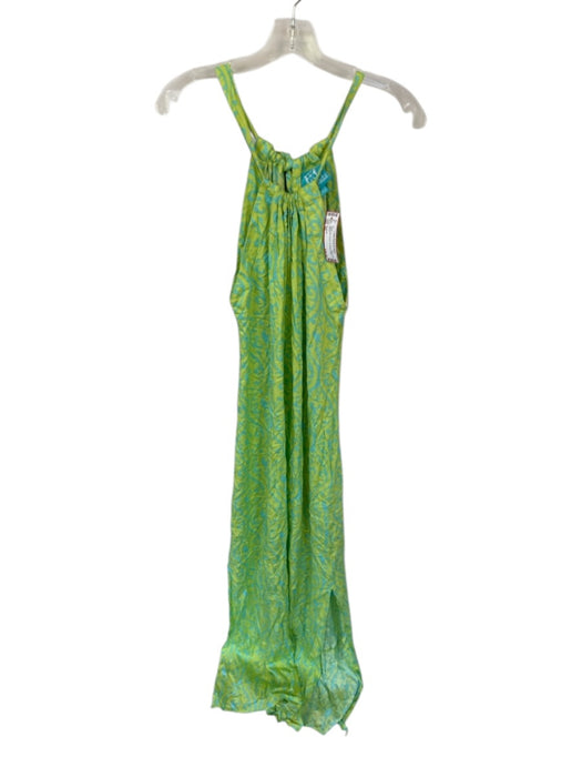 Escapada Size XS Lime & Blue Rayon Tie Straps Maxi Dress Lime & Blue / XS