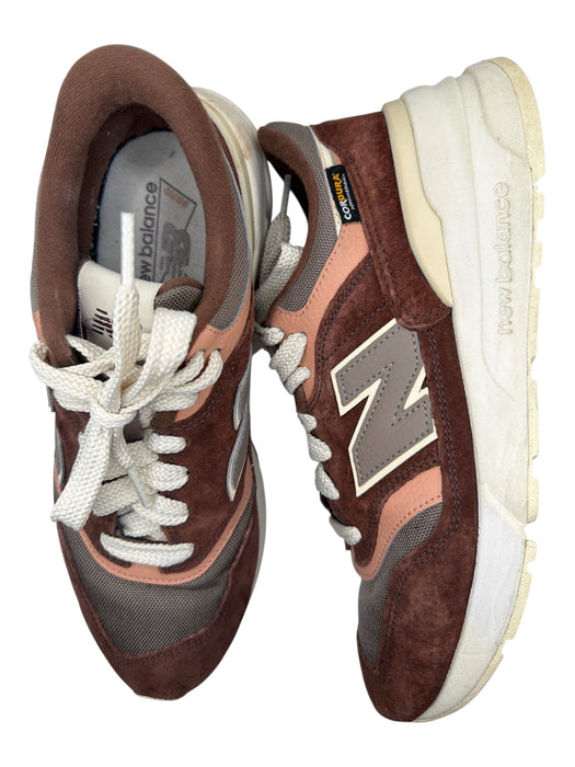 New Balance Shoe Size 9 Brown & Peach Canvas & Suede Color Block Sneakers Brown & Peach / 9