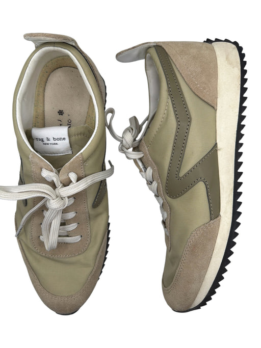 Rag & Bone Shoe Size 39 Green & Taupe Canvas & Suede Lace Up Athletic Sneakers Green & Taupe / 39