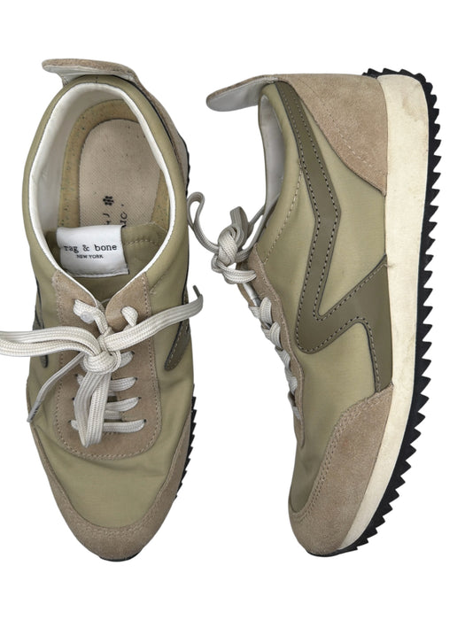 Rag & Bone Shoe Size 39 Green & Taupe Canvas & Suede Lace Up Athletic Sneakers Green & Taupe / 39