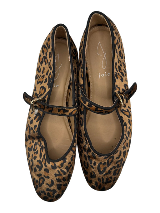 Joie Shoe Size 9M Tan & black Velvet Animal Print Mary Jane Flats Tan & black / 9M