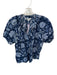 Size S Navy & white Cotton Short Balloon Sleeve Botanical Button Down Top Navy & white / S