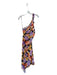 Geisha Design Size S Orange, Black, Purple Polyester One Shoulder Gathered Dress Orange, Black, Purple / S