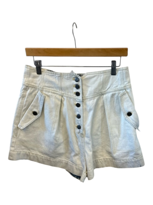 Ulla Johnson Size 6 White Cotton Denim Acid Wash High Rise Button Fly Shorts White / 6