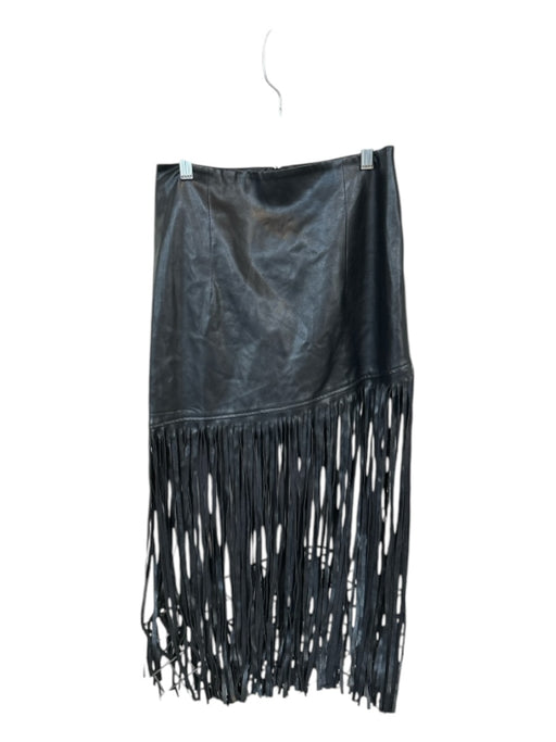 Bagatelle Size M Black Vegan Leather Fringe Mini Skirt Black / M