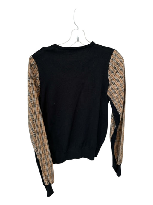 YAL New York Size S Black & Tan Polyester Blend Plaid Sweater Black & Tan / S