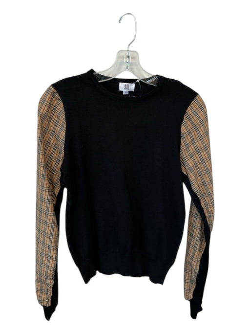 YAL New York Size S Black & Tan Polyester Blend Plaid Sweater Black & Tan / S