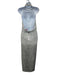 Lovers + Friends Size M Silver Polyester Sequin Plunge Side Slit Halter Gown Silver / M