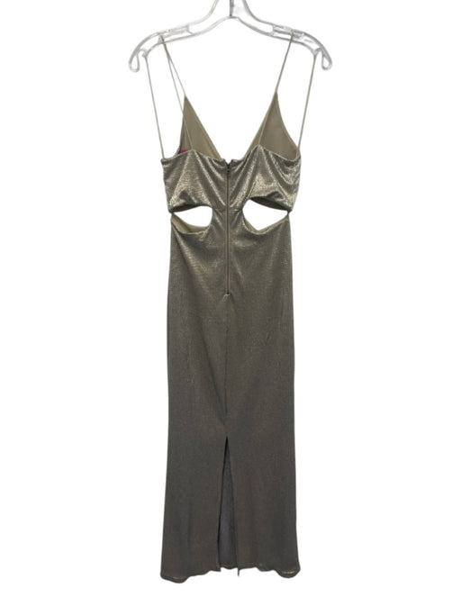 Alice + Olivia Size 6 Champagne Gold Polyester Gathered Front Cut Out Gown Champagne Gold / 6