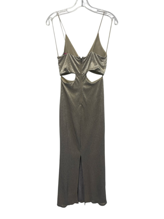 Alice + Olivia Size 6 Champagne Gold Polyester Gathered Front Cut Out Gown Champagne Gold / 6
