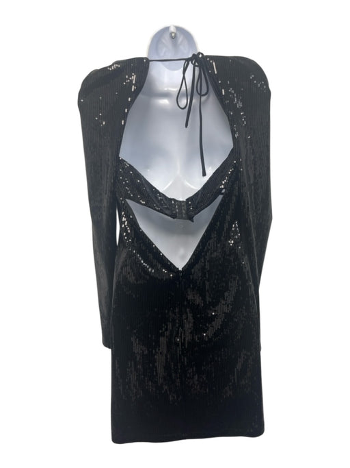 Michael Costello x Revolve Size M Black Polyester Blend Sequin Tie Back Dress Black / M