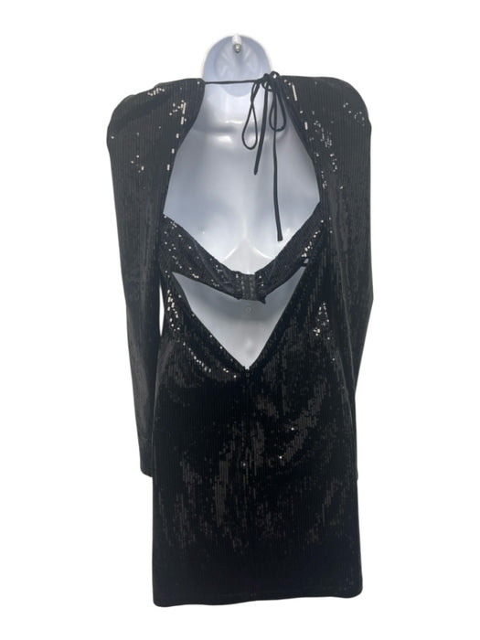 Michael Costello x Revolve Size M Black Polyester Blend Sequin Tie Back Dress Black / M