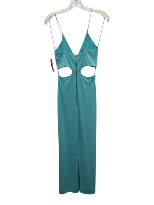 Alice + Olivia Size 6 Aqua Blue Polyester Gathered Front Cut Out column Gown Aqua Blue / 6