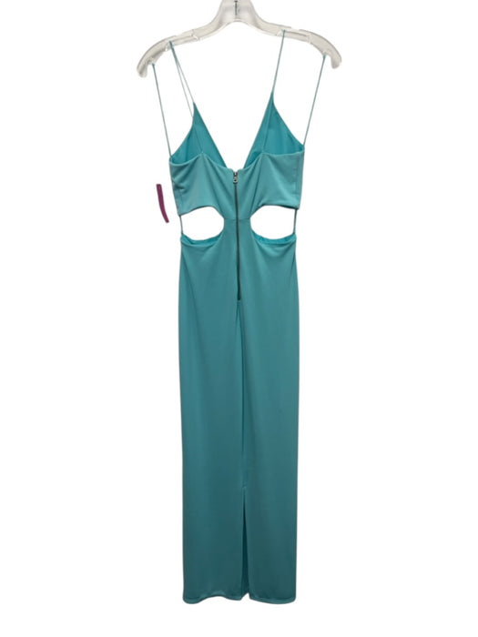 Alice + Olivia Size 6 Aqua Blue Polyester Gathered Front Cut Out column Gown Aqua Blue / 6