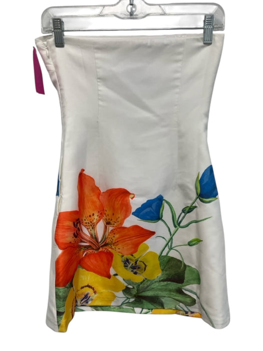 Runaway The Label Size XS white, orange, multi Polyester Blend Strapless Dress white, orange, multi / XS