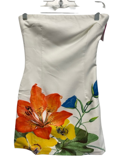 Runaway The Label Size XS white, orange, multi Polyester Blend Strapless Dress white, orange, multi / XS