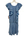 Ramy Brook Size M Blue Polyester Shirred Waist Button Detail Tiered Mini Dress Blue / M