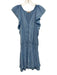 Ramy Brook Size M Blue Polyester Shirred Waist Button Detail Tiered Mini Dress Blue / M