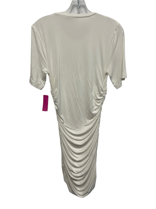 Jonathan Simkhai Size S Ivory White Viscose Blend Ruched Crew Neck Mini Dress Ivory White / S