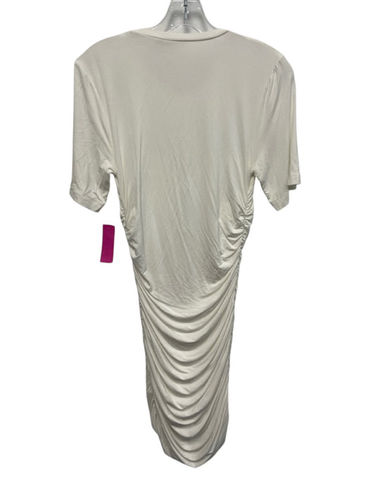 Jonathan Simkhai Size S Ivory White Viscose Blend Ruched Crew Neck Mini Dress Ivory White / S