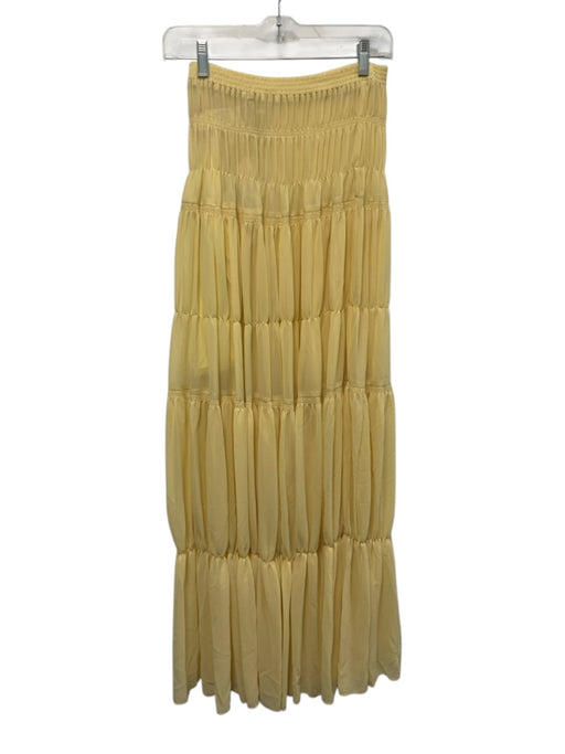 Camila Coelho Size S Butter Yellow Polyester Chiffon Overlay Gathered Maxi Skirt Butter Yellow / S