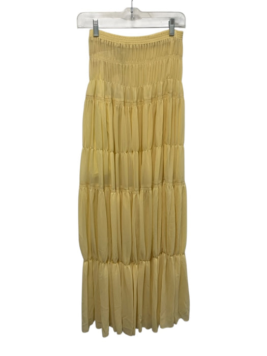 Camila Coelho Size S Butter Yellow Polyester Chiffon Overlay Gathered Maxi Skirt Butter Yellow / S