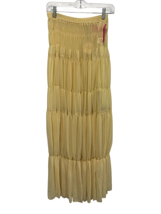 Camila Coelho Size S Butter Yellow Polyester Chiffon Overlay Gathered Maxi Skirt Butter Yellow / S