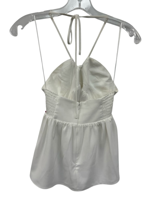 Amanda Uprichard Size XS White Polyester Tie Neck Empire Waist Halter Top White / XS
