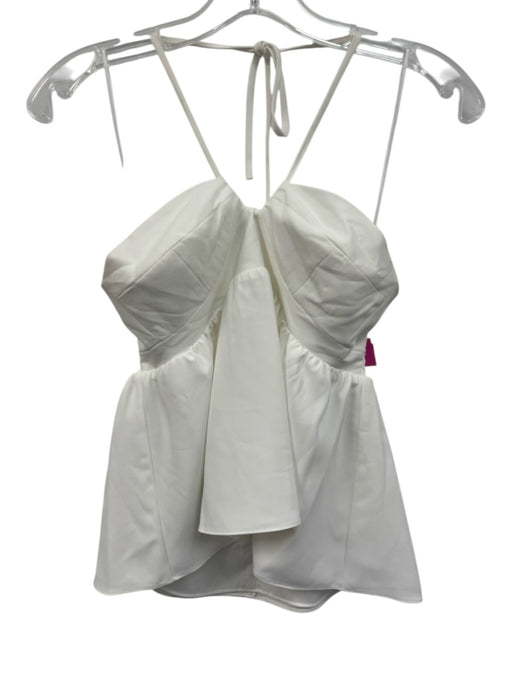 Amanda Uprichard Size XS White Polyester Tie Neck Empire Waist Halter Top White / XS