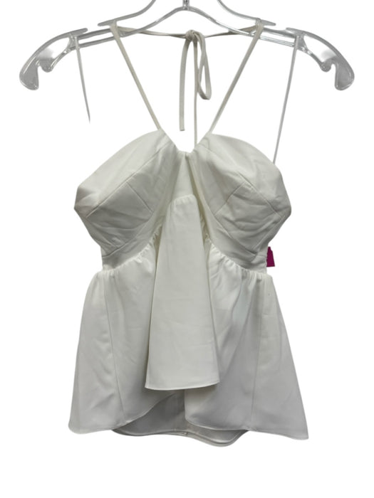 Amanda Uprichard Size XS White Polyester Tie Neck Empire Waist Halter Top White / XS