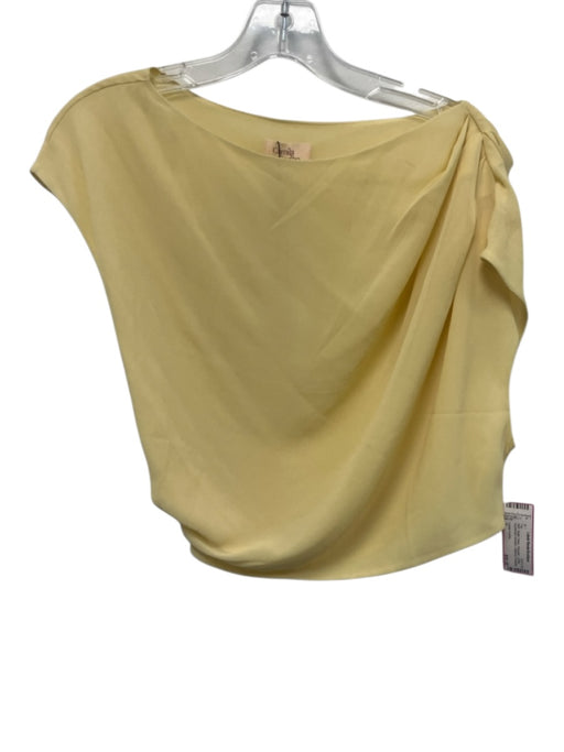 Camila Coelho Size S Butter Yellow Polyester Chiffon Asymmetric Neckline Top Butter Yellow / S