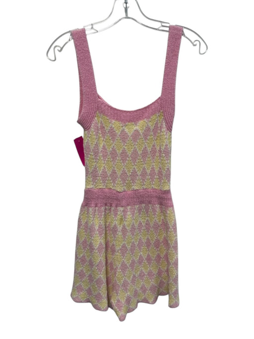Intimately Free People Size XS Pink & Yellow Cotton Blend Terry Knit Romper Pink & Yellow / XS