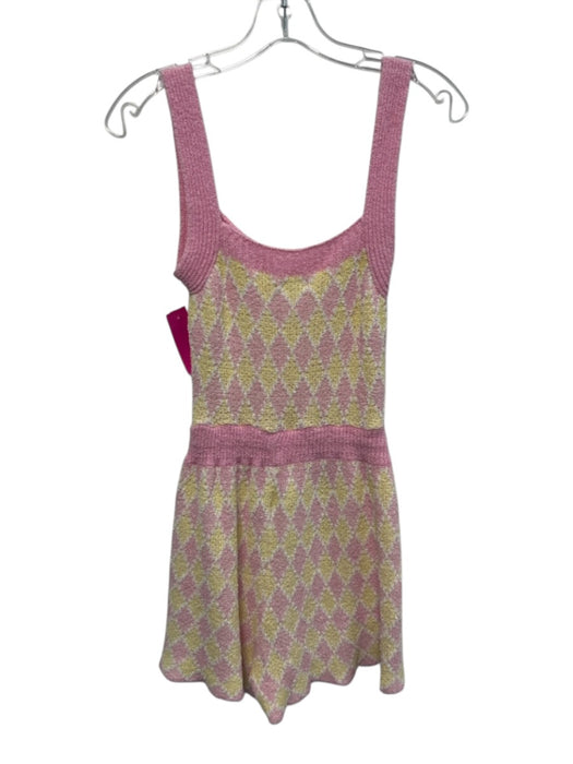 Intimately Free People Size XS Pink & Yellow Cotton Blend Terry Knit Romper Pink & Yellow / XS