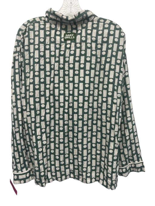 Daily Drills Size M/L Green & Cream Cotton & Modal Drawstring Short Set Green & Cream / M/L