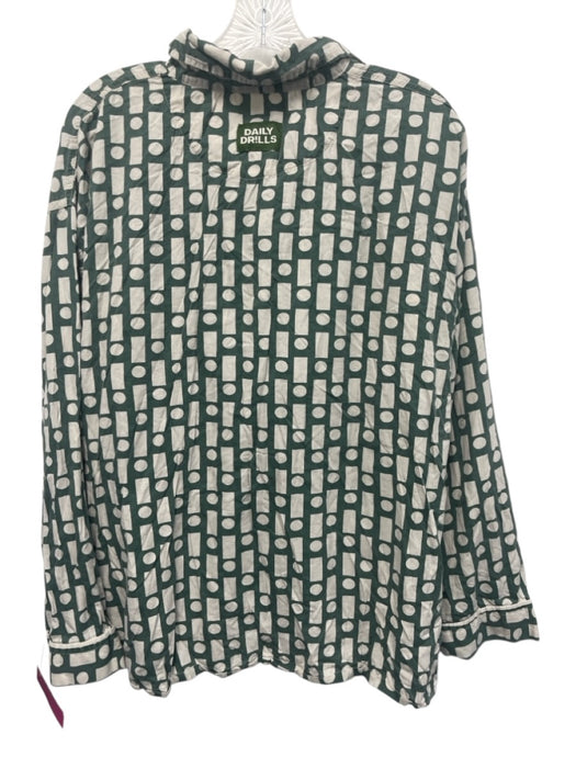 Daily Drills Size M/L Green & Cream Cotton & Modal Drawstring Short Set Green & Cream / M/L