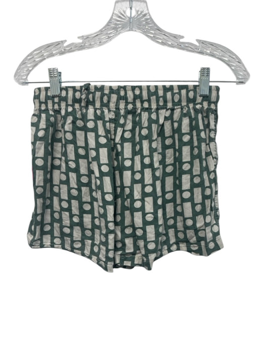 Daily Drills Size M/L Green & Cream Cotton & Modal Drawstring Short Set Green & Cream / M/L