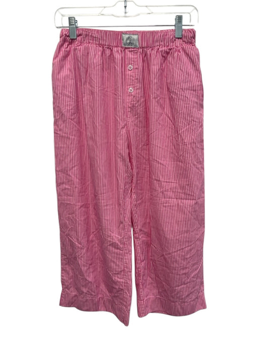 Parke Size M Pink & White Cotton Button Detail Pinstripe Straight Leg Pants Pink & White / M