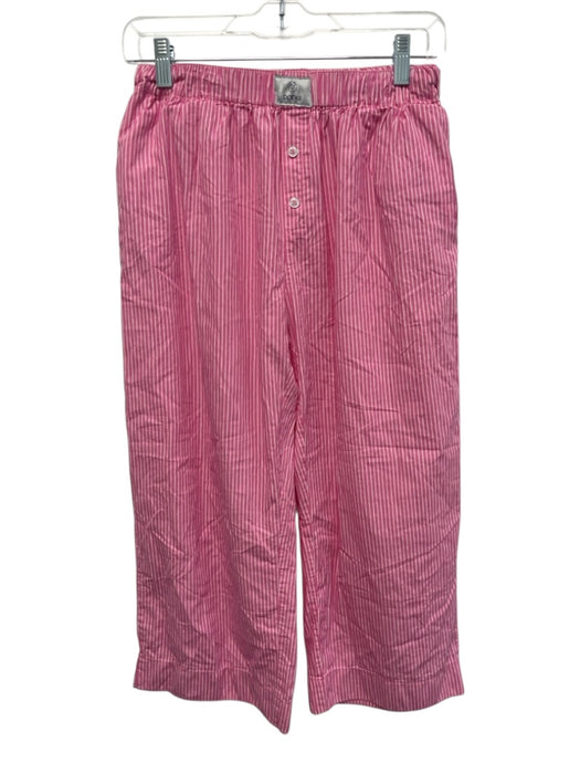 Parke Size M Pink & White Cotton Button Detail Pinstripe Straight Leg Pants Pink & White / M