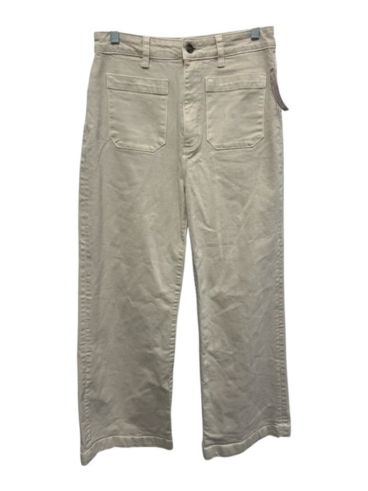Rolla's Size 27 Beige Cotton Blend High Rise Patch Pockets Wide Leg Jeans Beige / 27