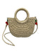 Petit Moments Beige, Red, Green Straw Crochet Cherries Top Handle Crossbody Bag Beige, Red, Green / S