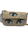 Maeve Blue, Beige, White Cotton Beaded Eyes Magnetic Close Shoulder Bag Blue, Beige, White / S