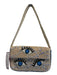 Maeve Blue, Beige, White Cotton Beaded Eyes Magnetic Close Shoulder Bag Blue, Beige, White / S