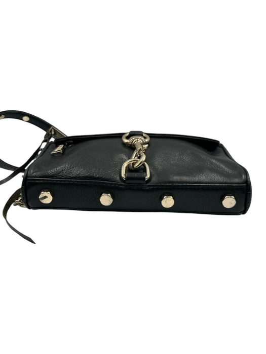 Rebecca Minkoff Black Leather Gold Tone Hardware Zip Close chain link strap Bag Black / S