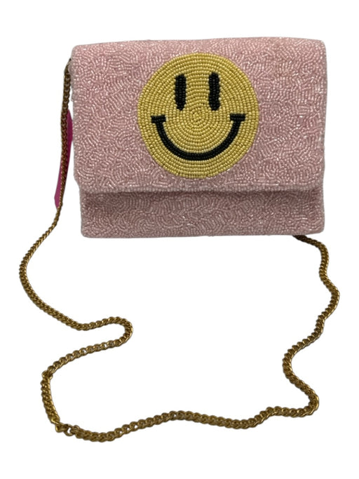 Tiana NY Pink & Yellow Polyester Beaded Smiley Face Chain Link Crossbody Bag Pink & Yellow / S