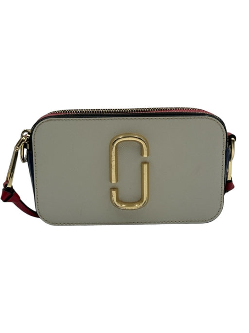 Marc Jacobs Cream, Red, Navy Leather logo strap Zip Close Camera Bag Cream, Red, Navy / S