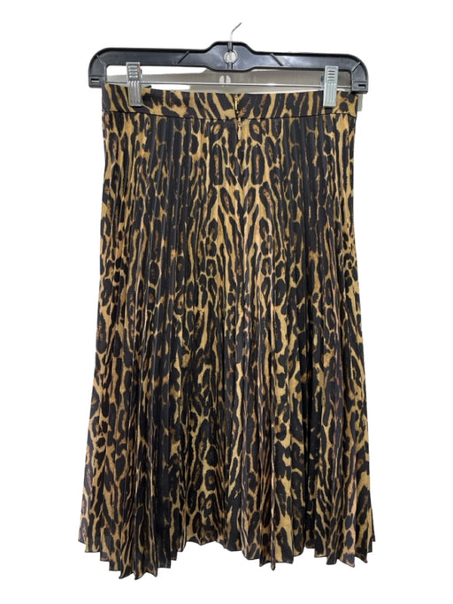 Burberry Size 2 Black & Gold Polyester Animal Print Plated Back Zip Midi Skirt Black & Gold / 2